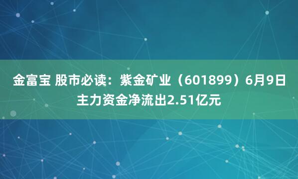 金富宝 股市必读：紫金矿业（601899）6月9日主力资金净流出2.51亿元